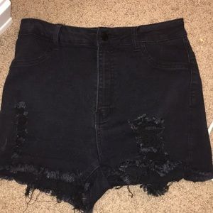 Fashion nova black distressed jean shorts